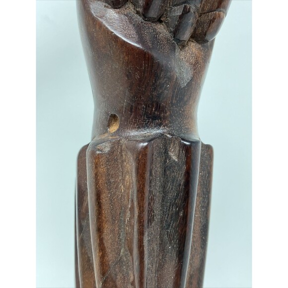 Hand Carved Tribal Tiki Face Bust Statue BRAZIL South America Heavy Wood Vintage - Picture 13 of 16